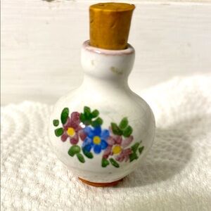 Mini Floral Ceramic Jug or Vase with Cork Stopper. Excellent condition. No chips